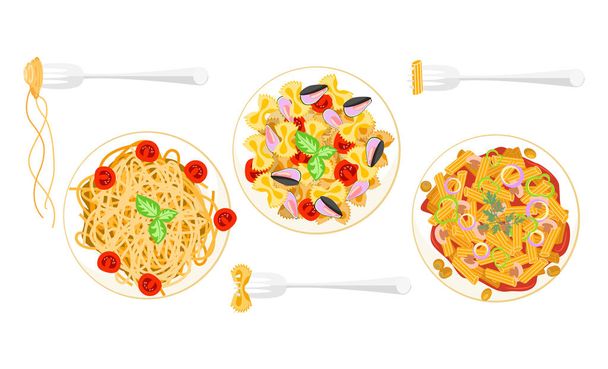 Stylish pasta with fork - Vector, Image