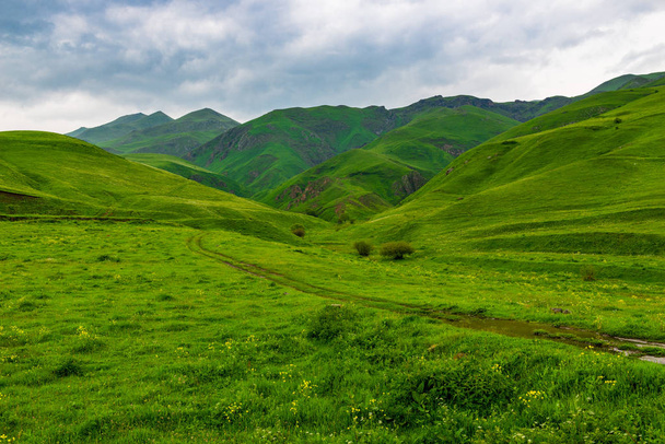Relief malownicze góry Zakaukazia, letni krajobraz  - Zdjęcie, obraz