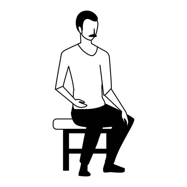 Silhouette eines jungen Mannes im Stuhl auf weißem Hintergrund - Vektor, Bild