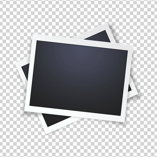 Blank realistic vector photo frame, isolated on transparent background. - Vektör, Görsel