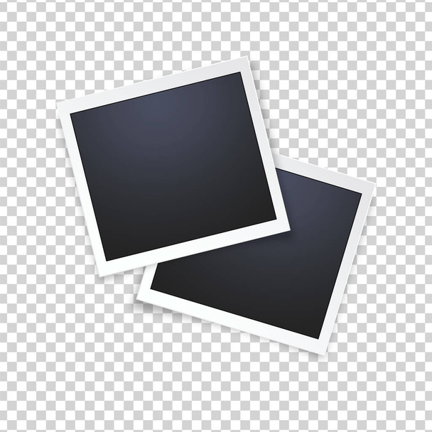 Blank realistic vector photo frame, isolated on transparent background. - Vecteur, image
