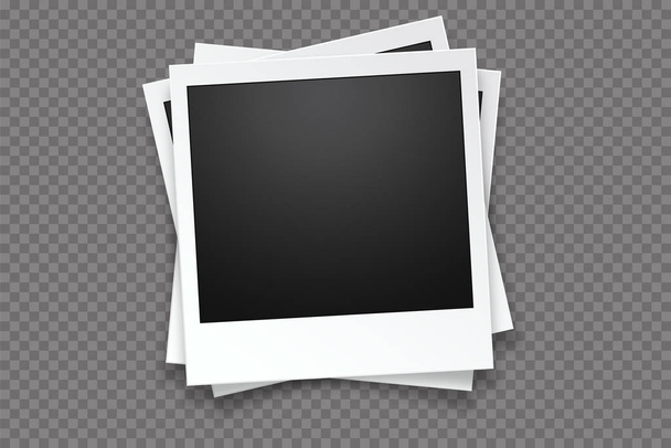 Blank realistic vector photo frame, isolated on transparent background. - Вектор, зображення