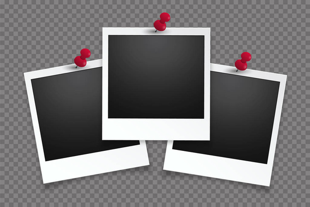 Blank realistic vector photo frame, isolated on transparent background. - Διάνυσμα, εικόνα
