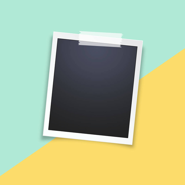 Blank realistic vector photo frame, isolated on trendy colorful background. - Vector, Image