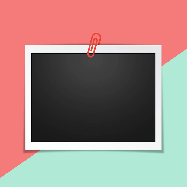 Blank realistic vector photo frame, isolated on trendy colorful background. - Vektor, Bild