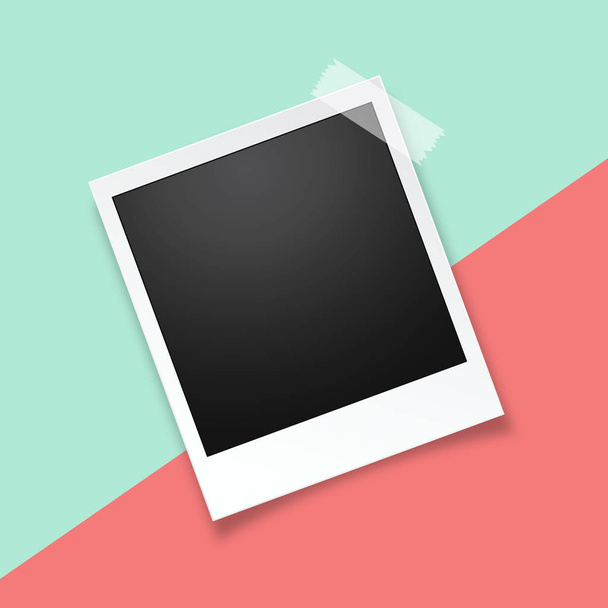 Blank realistic vector photo frame, isolated on trendy colorful background. - Vecteur, image