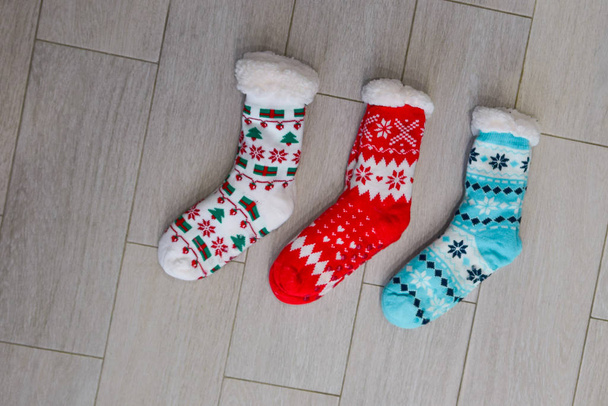bright colored socks for Christmas or new year gifts and surprises  - Φωτογραφία, εικόνα