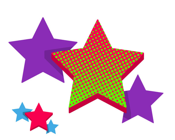 Set of trendy retro star shapes. Best-selling sticker, price tag, quality label. - Vector, Image