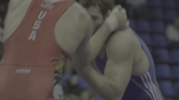 Wrestlers during the wrestling competition. Kyiv. Ukraine - Footage, Video