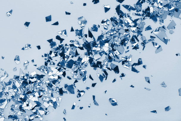 Blue foil confetti diagonal background classic holiday new year 2020 - Foto, Imagen