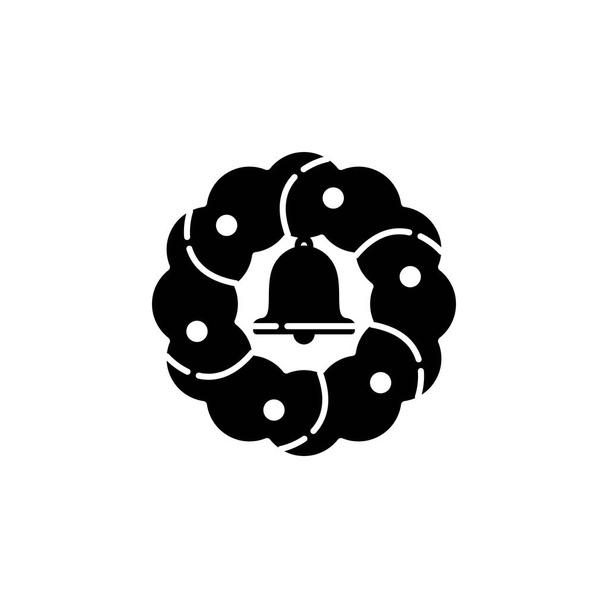 Weihnachtskranz-Vektor-Symbol. gefüllte flache Schilder für mobiles Konzept und Webdesign. Weihnachtskranz mit Glockensymbol. Symbol, Logoabbildung. Vektorgrafik - Vektor, Bild