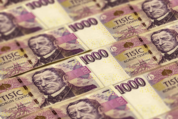 Tsk. Geld van de Tsjechische Republiek, financiële achtergrond. Macro-injectie - Foto, afbeelding