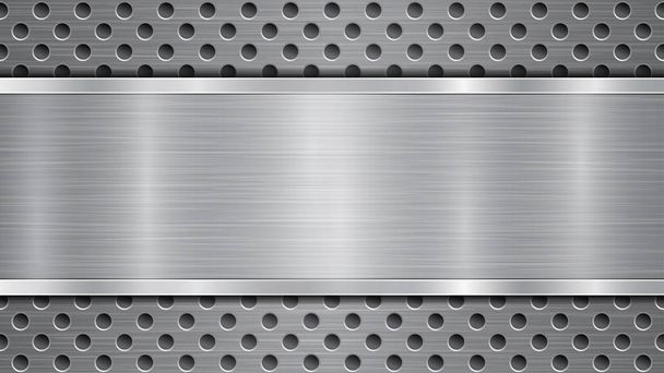 Металлический фон с отверстиями и полированной пластиной
 - Вектор,изображение