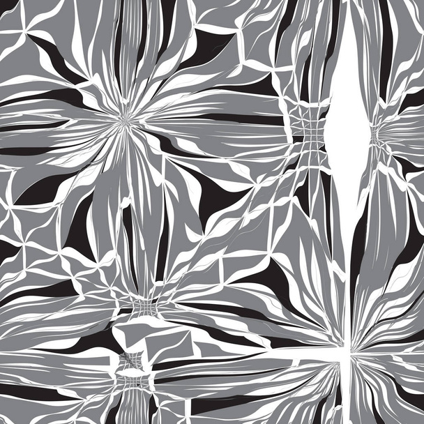 Abstrato floral preto, branco e cinza fundo
 - Vetor, Imagem