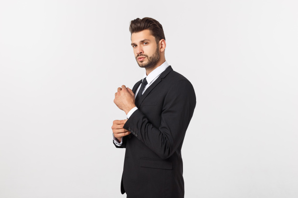 business and office concept - handsome smart buisnessman looking to camera. Isolated over white background. - Φωτογραφία, εικόνα