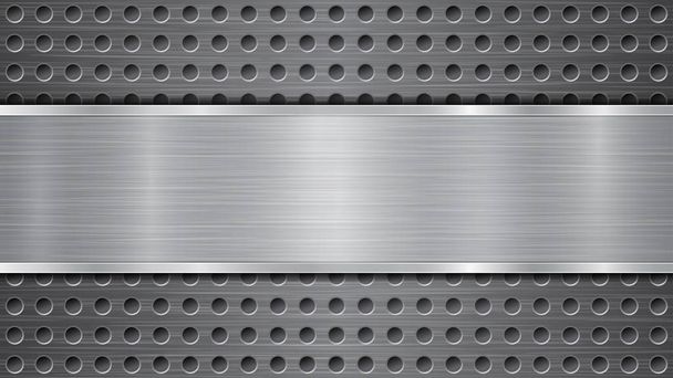 Fondo metálico con agujeros y una placa pulida
 - Vector, imagen