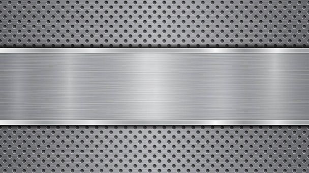 Металлический фон с отверстиями и полированной пластиной
 - Вектор,изображение