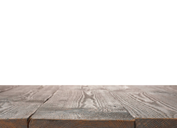 Empty grey wooden surface isolated on white. Mockup for design - Photo, Image