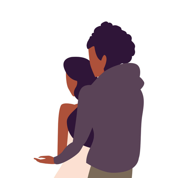 влюбленная пара, мужчина и женщина проявляют привязанность
 - Вектор,изображение