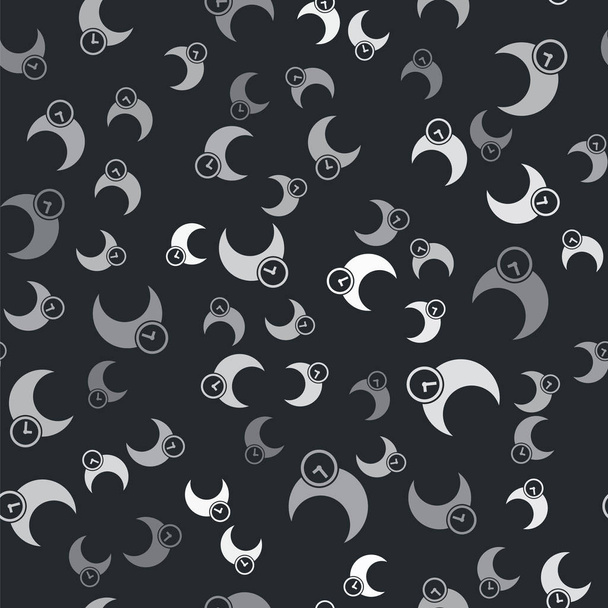 Сірий значок Сплячого Місяця ізольований безшовний візерунок на чорному тлі. Векторна ілюстрація
 - Вектор, зображення