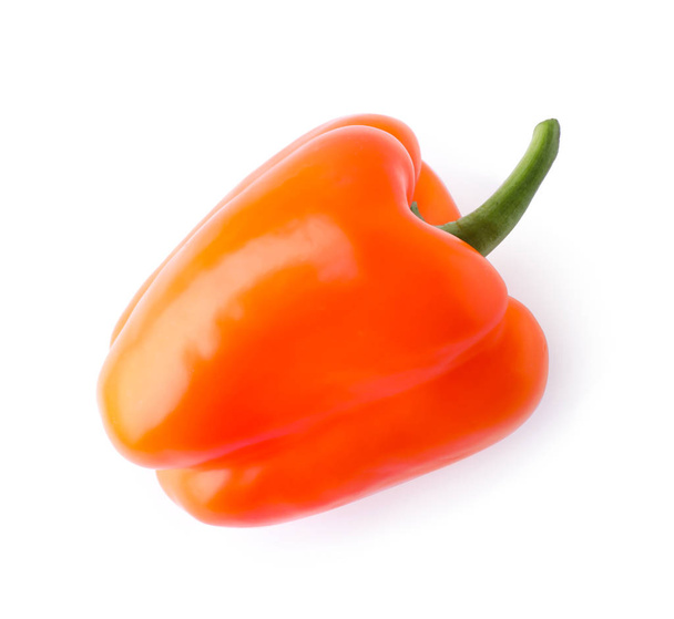 Ripe orange bell pepper isolated on white, top view - Fotografie, Obrázek