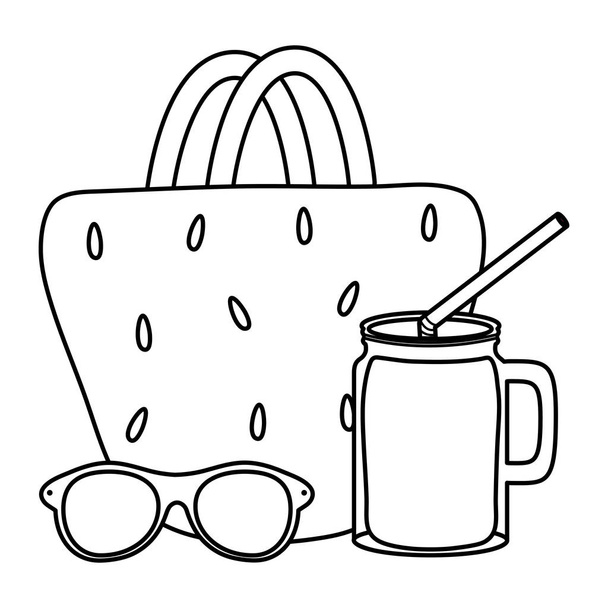 handbag female with tropical cocktail - Vector, Image