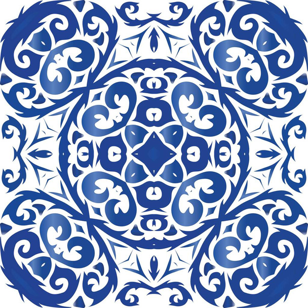 Ornamental azulejo portugal tiles decor. - Vector, Imagen