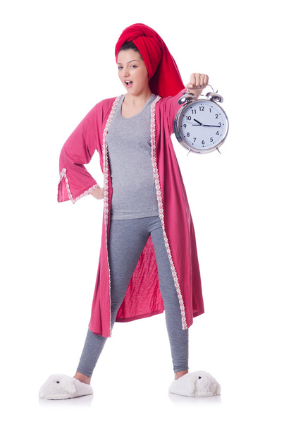 Housewife with clock - Zdjęcie, obraz