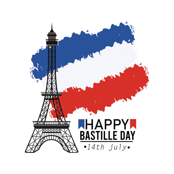 eiffel tower with france flag decoration - Vector, Image