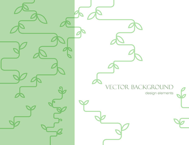 Abstract branches. Vector background with green branches and leaves. Flat picture. - Вектор, зображення