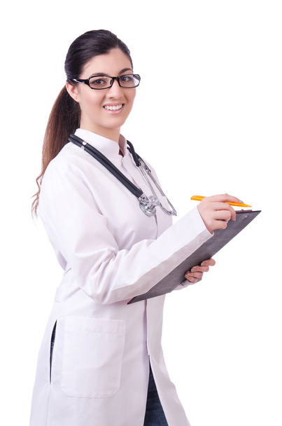 Женщина-врач изолирована на белом - Фото, изображение