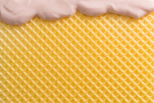 Sweet waffle background with cream.  - Photo, Image