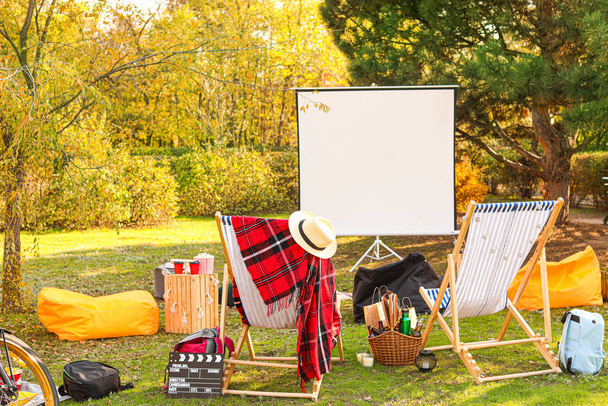 Outdoor cinema in autumn park - Photo, Image