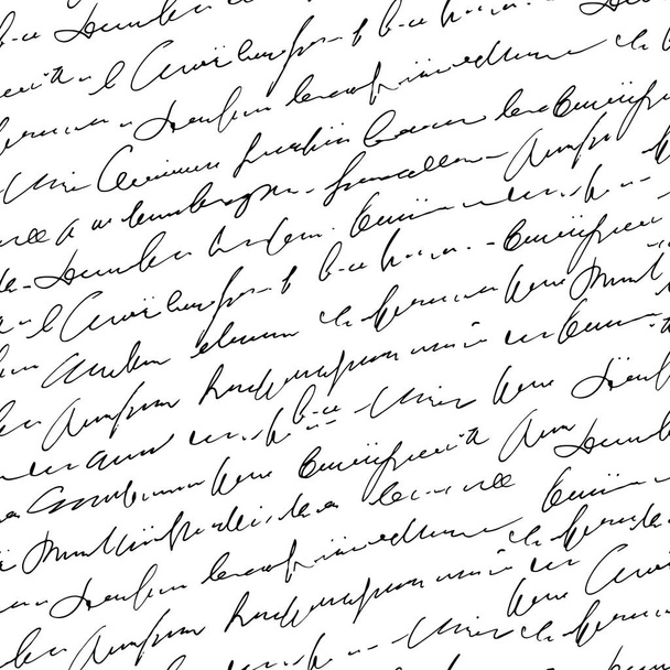 Бесшовный шаблон рукописного абстрактного текста, векторный монохромный фон скрипта
 - Вектор,изображение