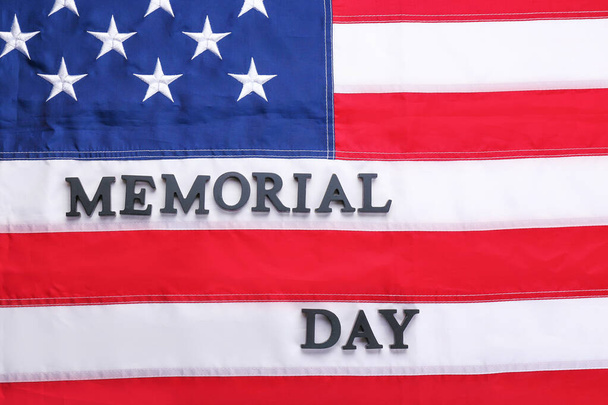 Teksti MEMORIAL DAY on USA flag
 - Valokuva, kuva