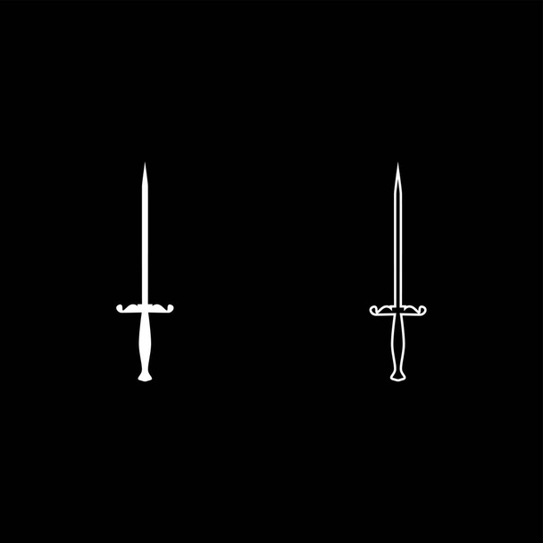 Stilet Messer Stiletto-Symbol Umriss setzen weißen Farbvektor Illustration flachen Stil Bild - Vektor, Bild
