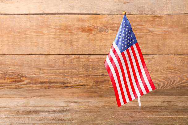 USA flag on wooden background. Memorial Day celebration - Фото, зображення