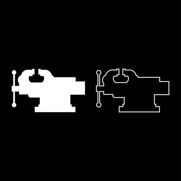 Vice Jaw vise Repair clamp tool icon outline set white color vector illustration flat style image - Vector, Image