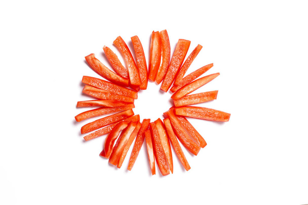 Isolated composition of bell pepper slices. - Φωτογραφία, εικόνα