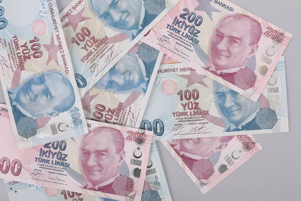Turkse lire bankbiljetten en munten - Foto, afbeelding