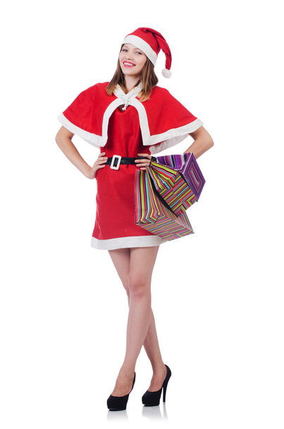 Jeune femme en costume de Père Noël rouge
 - Photo, image
