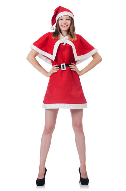 junge Frau im roten Weihnachtsmannkostüm - Foto, Bild