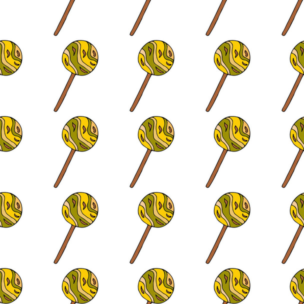 Round lollipop.  Seamless pattern. hand drawn vector illustration.   doodles or cartoon style. - Vector, Image