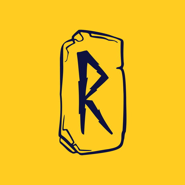Logotipo rúnica letra R de relámpagos en fragmentos de piedras
. - Vector, imagen