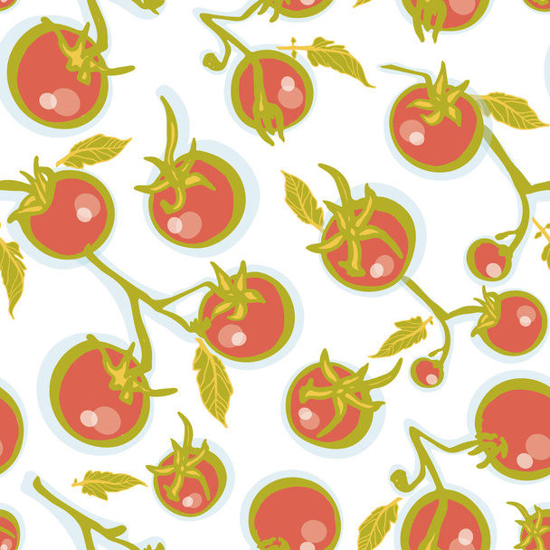 Realistic hand drawn tomatoe pattern. - Vector, Imagen