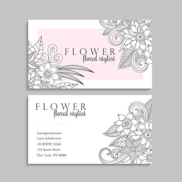 Flower business cards white and black - Vektor, kép