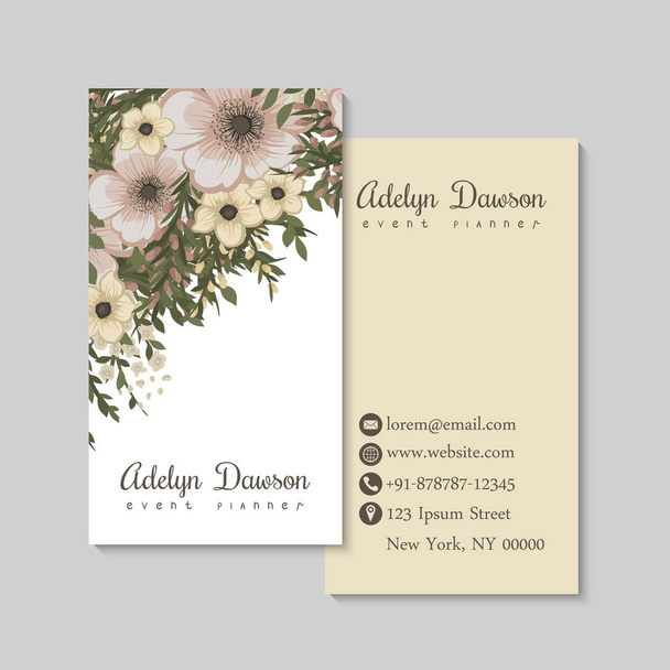 Vintage flower business cards template - Vettoriali, immagini