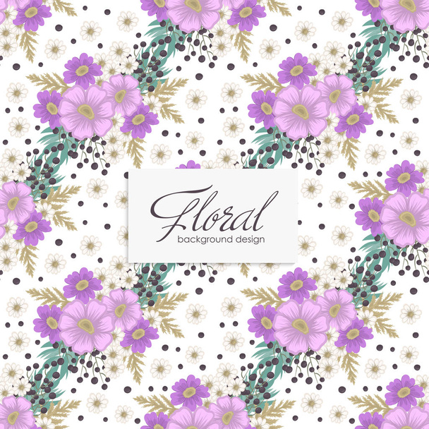Φόντο floral διάνυσμα - βιολέτα λουλούδια χωρίς ραφή μοτίβο - Διάνυσμα, εικόνα
