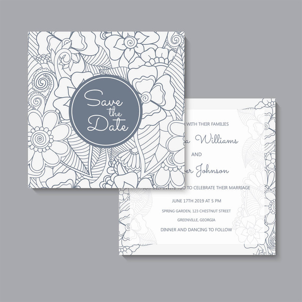 Цветочные свадебные шаблоны - набор цветочных открыток
 - Вектор,изображение