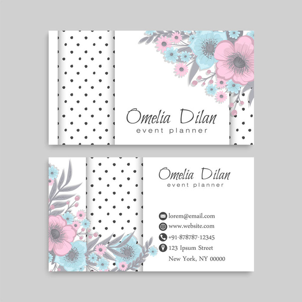 Light blue business cards flower template - Vecteur, image